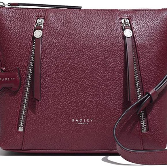 RADLEY Fountain Road leather medium women's crossbody + Dust bag WINE/BURGUNDY - Picture 8 of 9